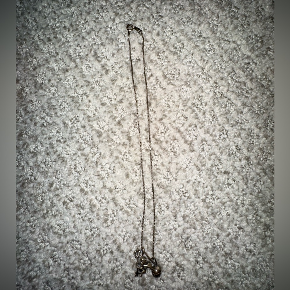 Silver necklace with basketball and devil